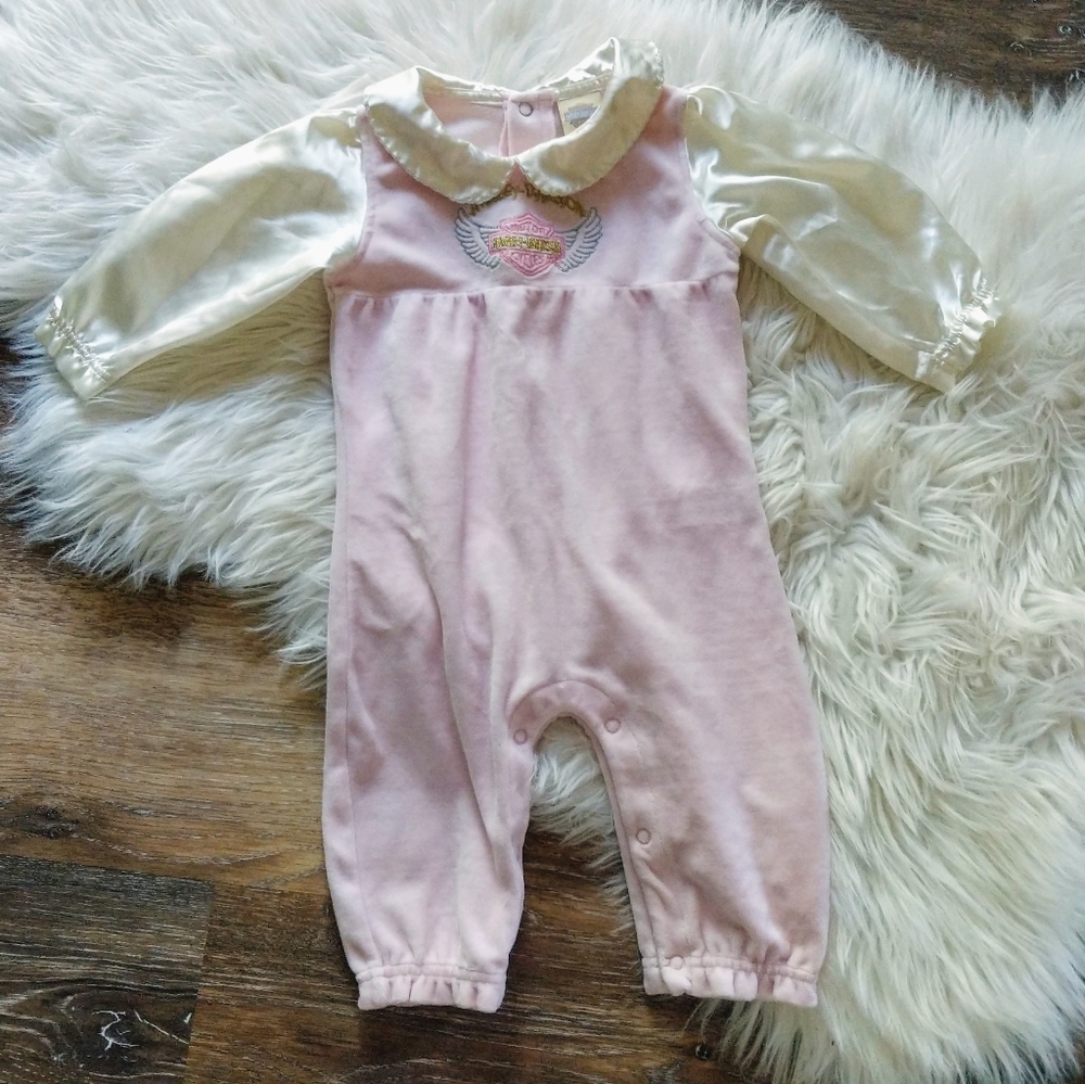 Vintage Harley Davidson | pink satin bodysuit